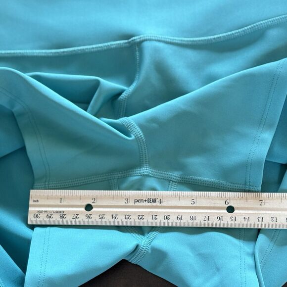 ALO Yoga High Waist 3.5” Inseam Shorts Aqua Green Size Medium Gym Train Workout - Picture 8 of 11